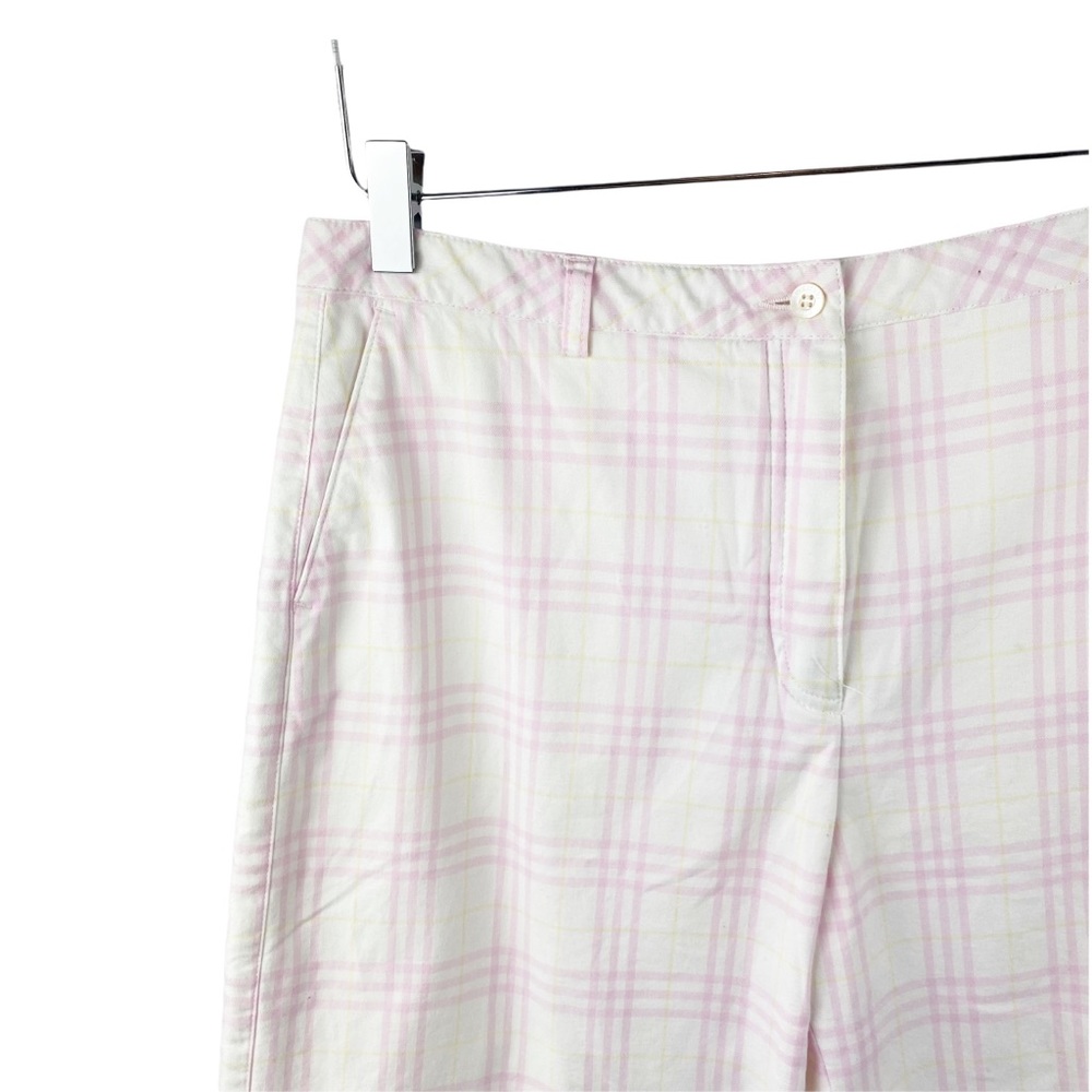 Burberry Pink White Tartan Plaid Bermuda Golf Shorts High Rise Size 8 - Picture 3 of 8